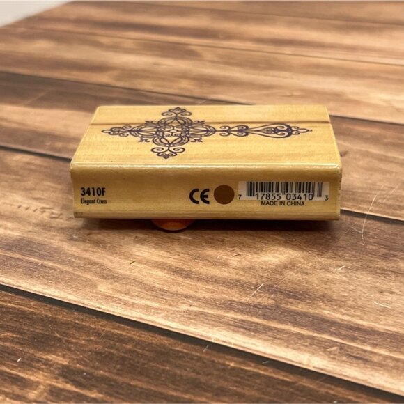 2003 RUBBER STAMPEDE DELTA ELEGANT CROSS 3410F WOOD MOUNTED RUBBER STAMP - Picture 3 of 4